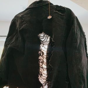 Highway Jeans Black Distressed Black Denim Jacket